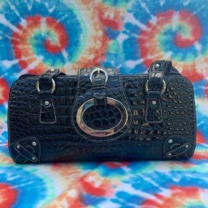 Black Crocodile Vinyl Purse